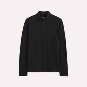 Everlane Rec Quarter-Zip in Black, Size Medium, Cotton